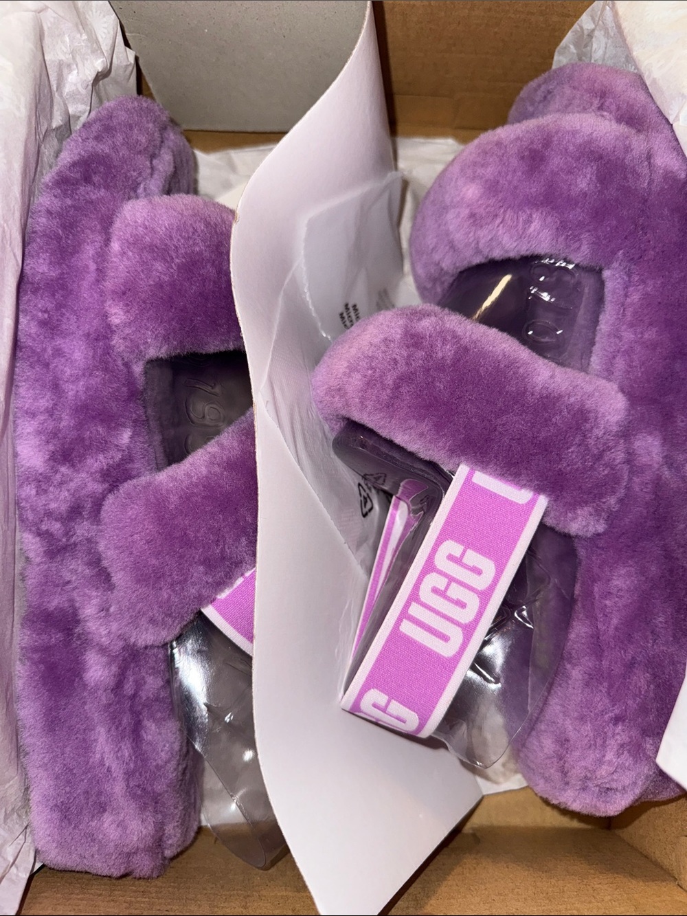 UGG Plush Shearling Slide Sandals in Purple